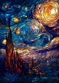 Stained Glass Starry Night