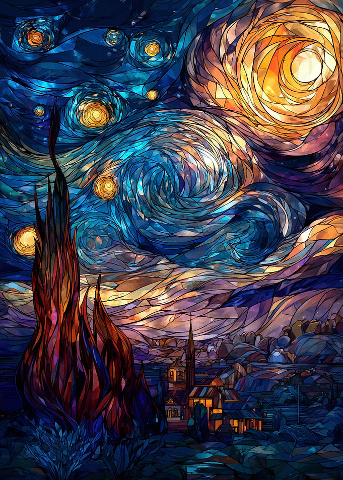 Stained Glass Starry Night