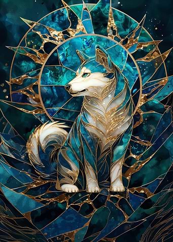 Mosaic Husky Dog Art