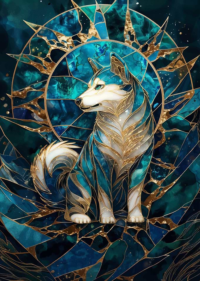 Mosaic Husky Dog Art