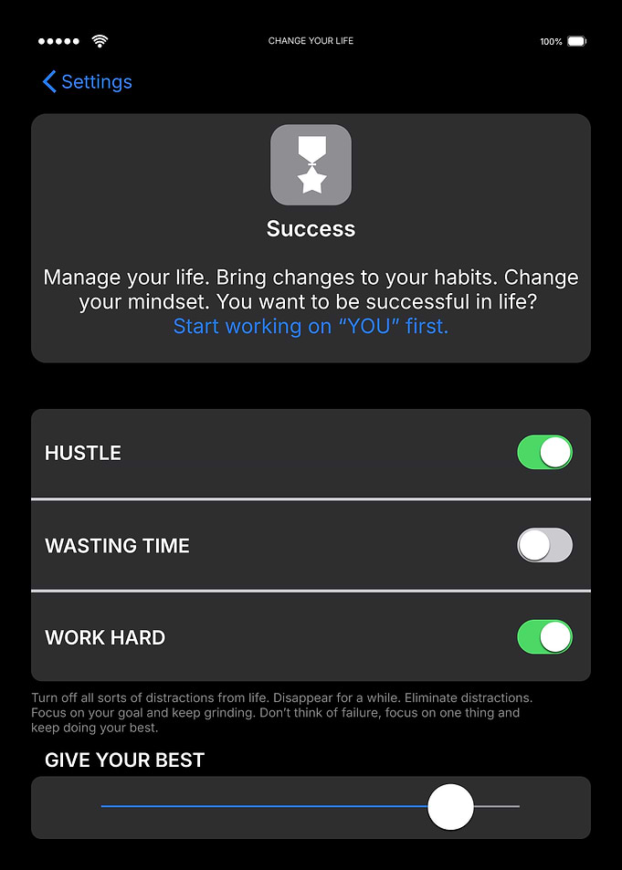 Success Motivational Poster-Change Your Life Dark mode
