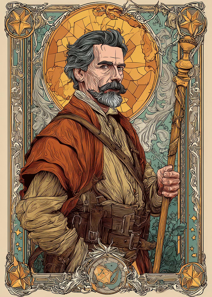 Explorer Portrait with Globe Background