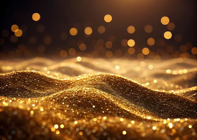 Golden Glittering Waves with Bokeh Lights