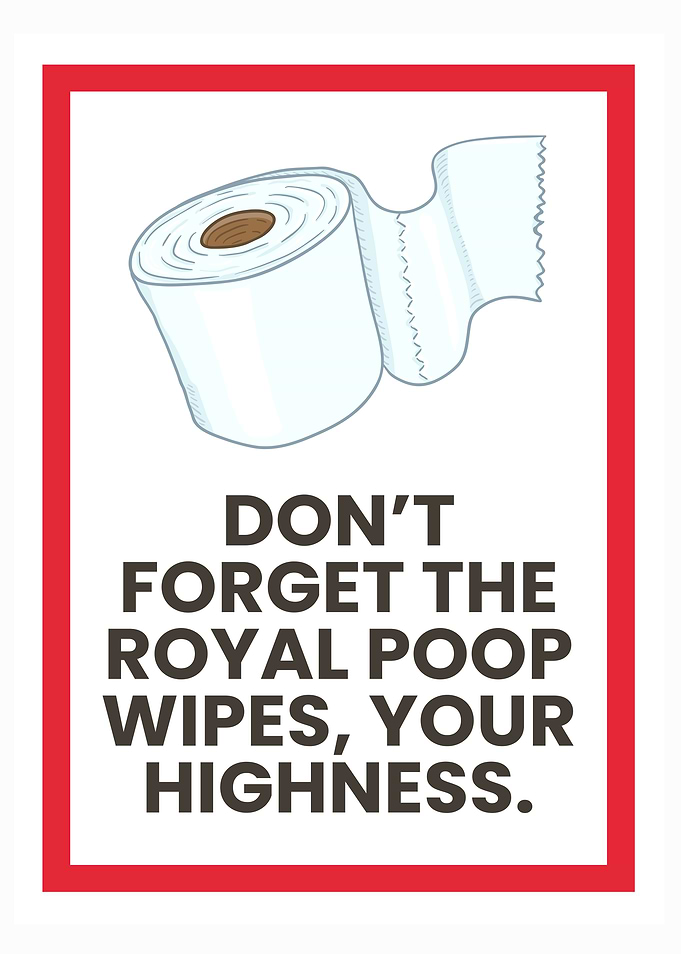 Royal Poop Wipes Funny Bathroom Sign