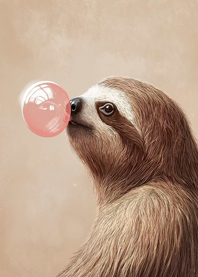 Sloth Bubble Gum Funny Animal