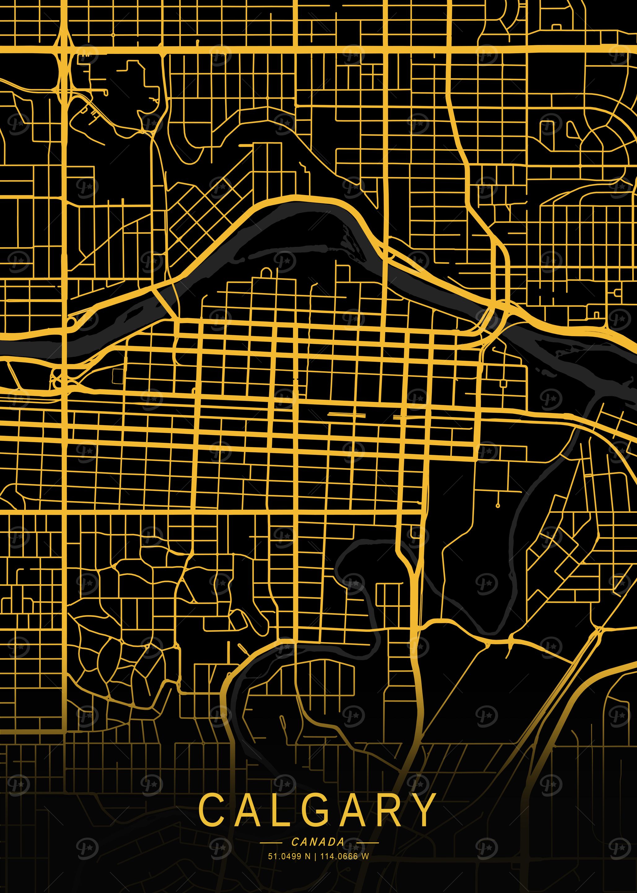 Golden Calgary City Map