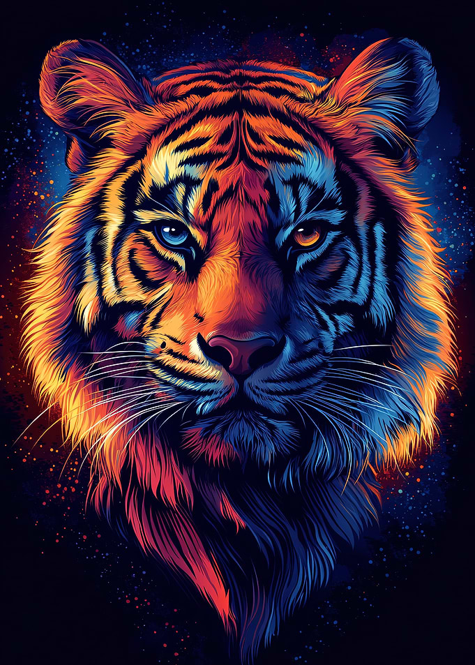 Colorful Tiger Portrait