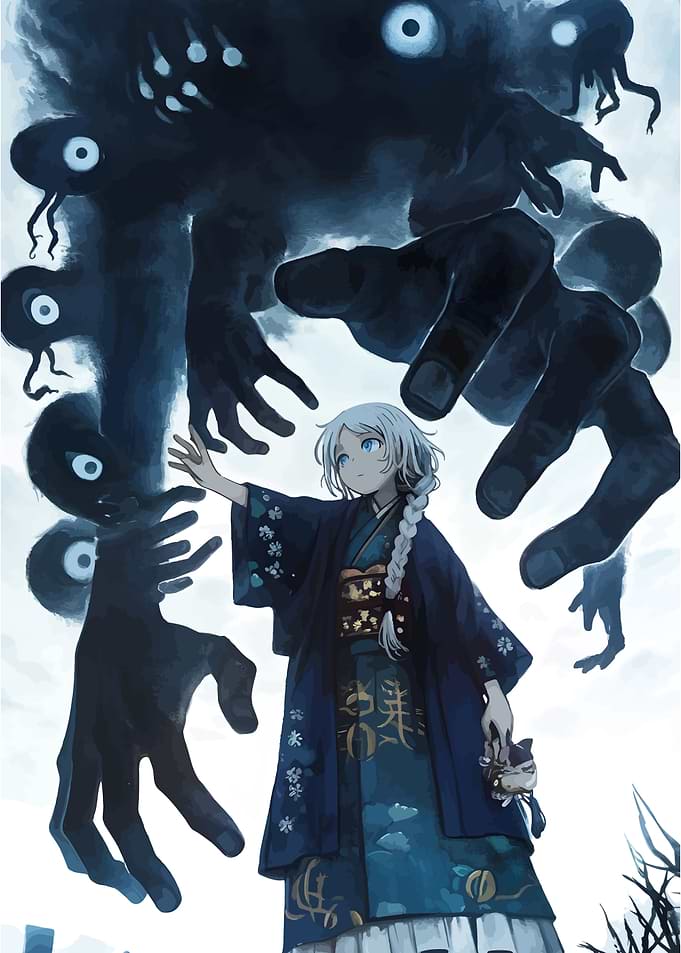 Anime Girl with Shadowy Figures