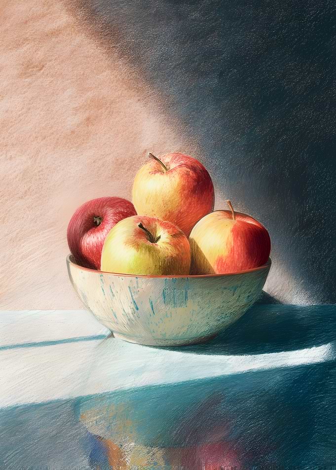Apples In A Bowl - Minimalist Still Life