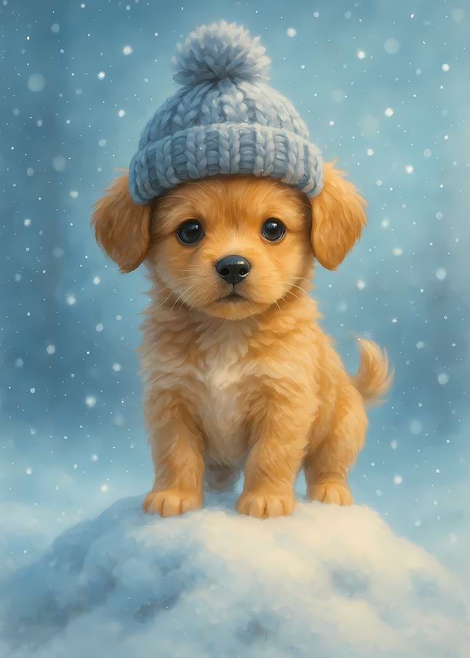 Cute Puppy in Winter Hat