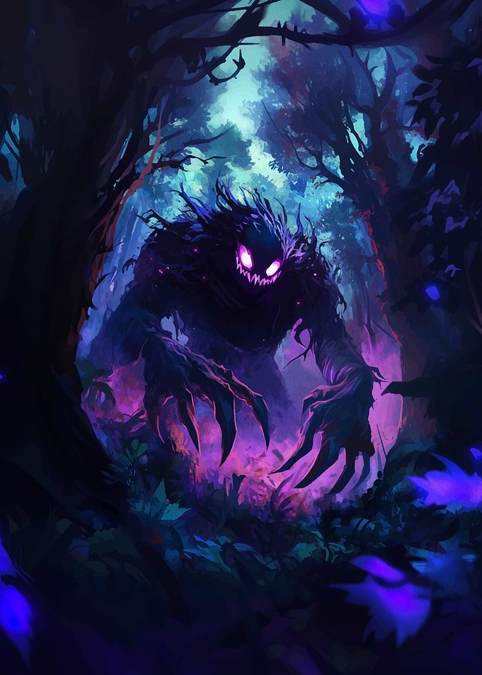 Forest Monster with Glowing Eyes