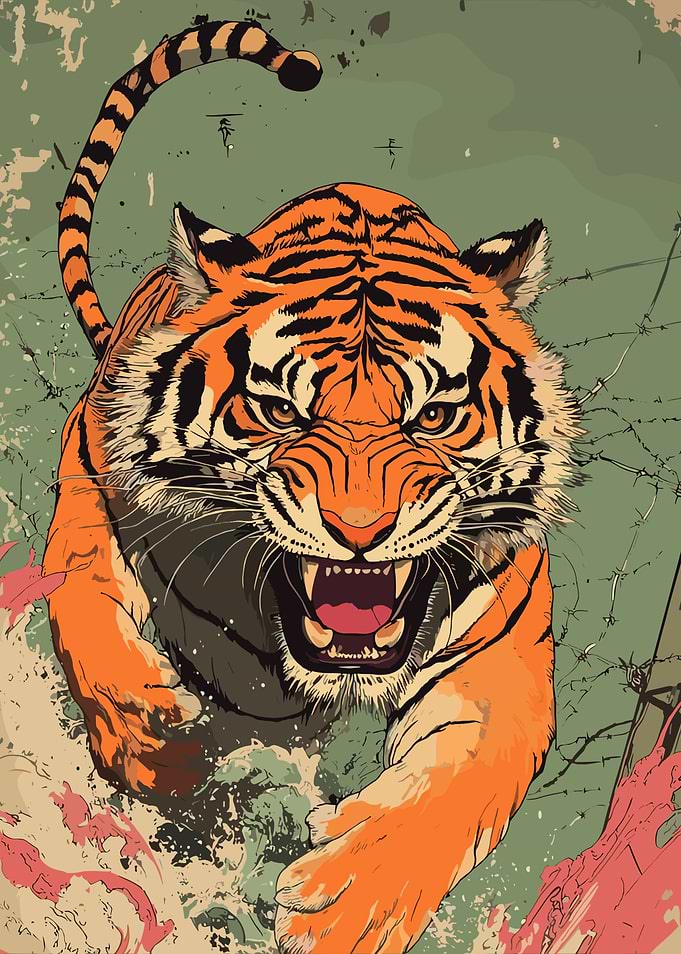 Roaring Tiger Illustration