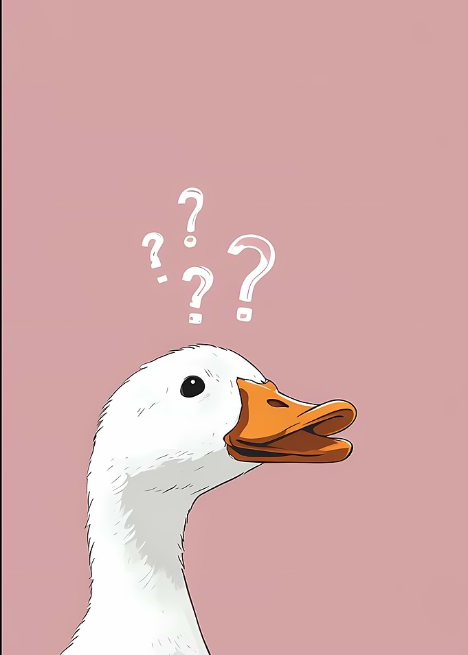 Confused Duck with Question Marks