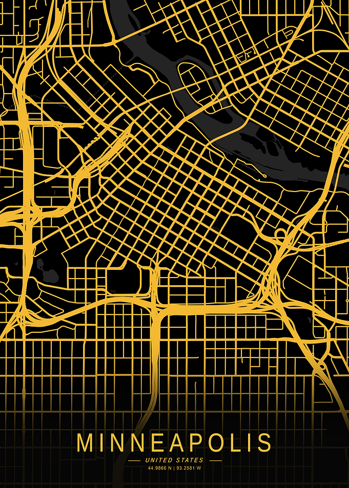 Golden Minneapolis City Map