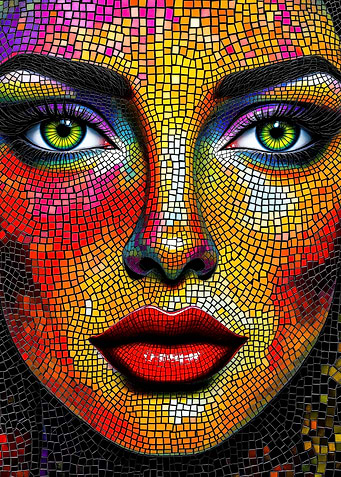 Colorful Mosaic Woman Portrait