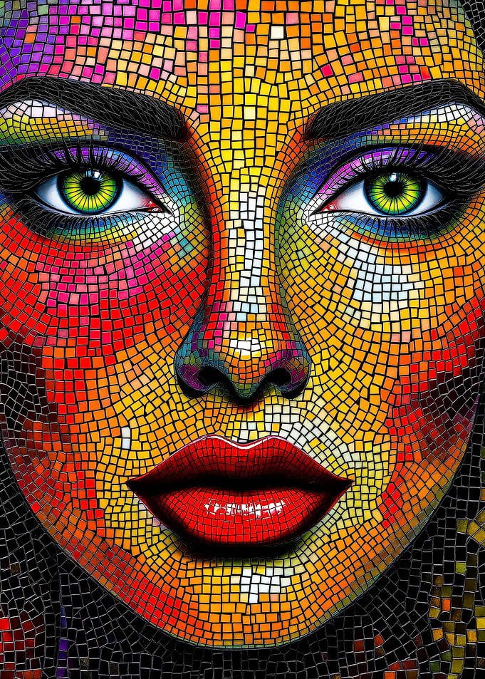Colorful Mosaic Woman Portrait