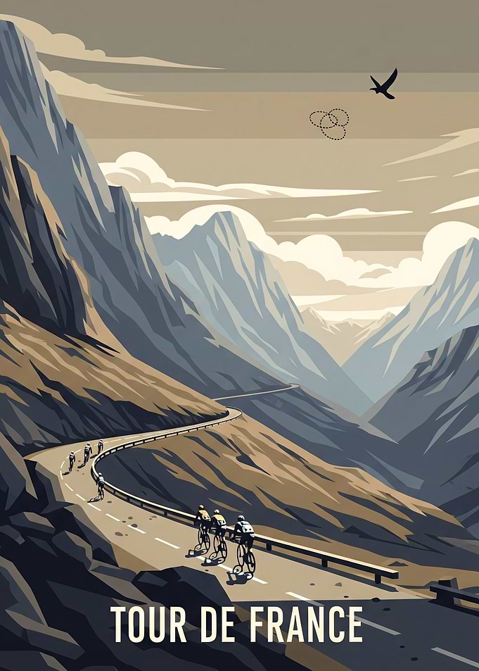 Tour de France Mountain Cycling Poster