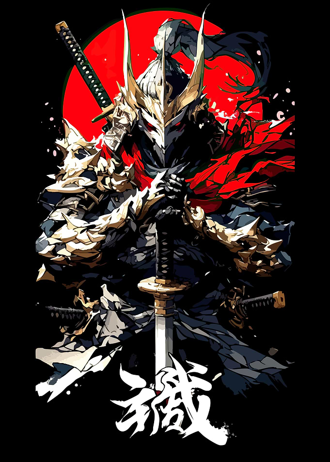 Samurai Warrior with Swords and Armor