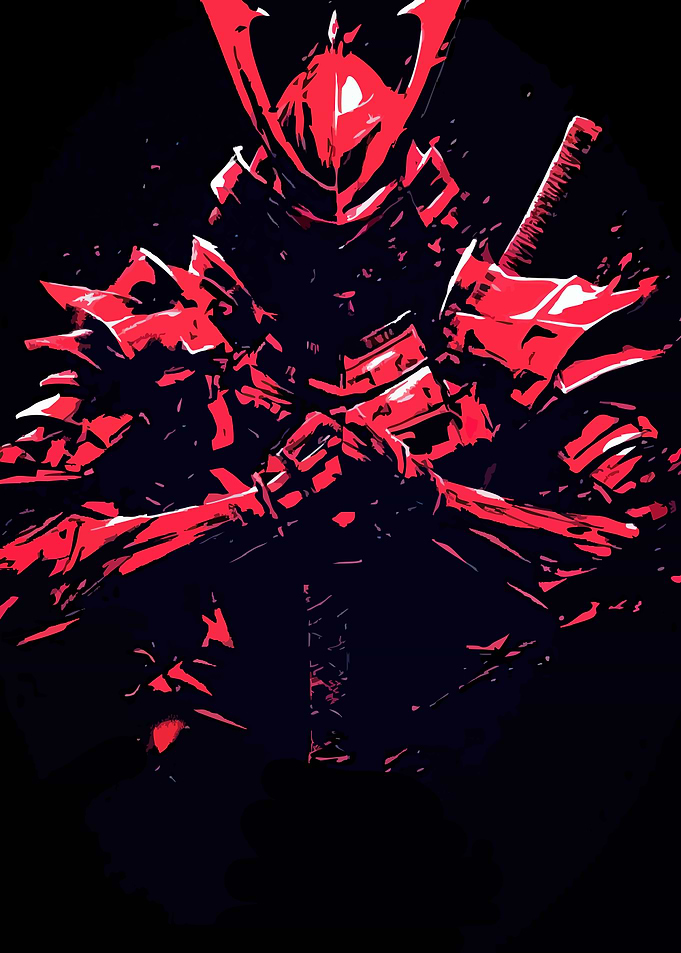 Red Samurai Warrior Digital Art