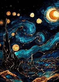 Starry Night Inspired Abstract Landscape