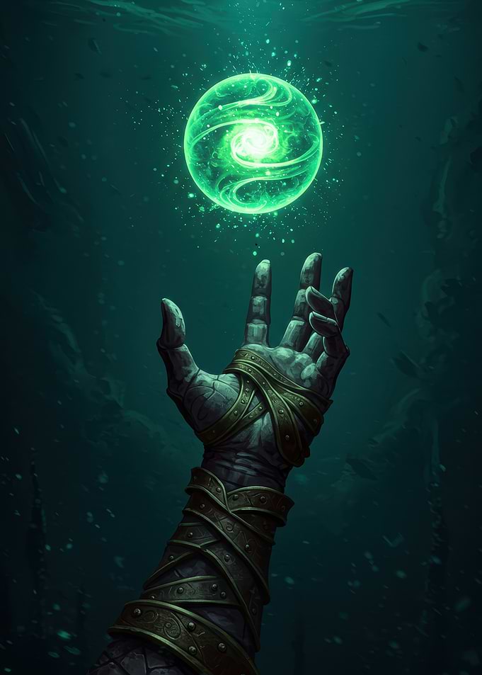 Mystical Orb and Stone Hand