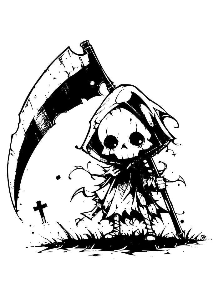 Chibi Grim Reaper with Scythe