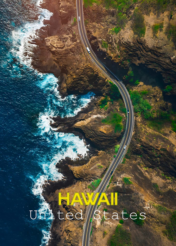 Aerial View of Hawaii Coastline Road