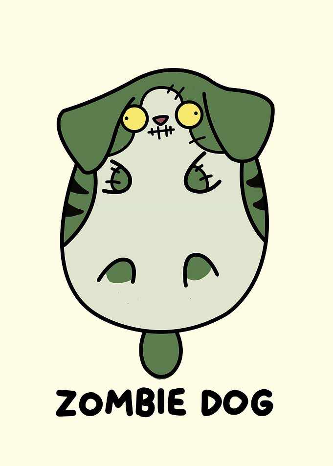 Cartoon Zombie Dog Illustration
