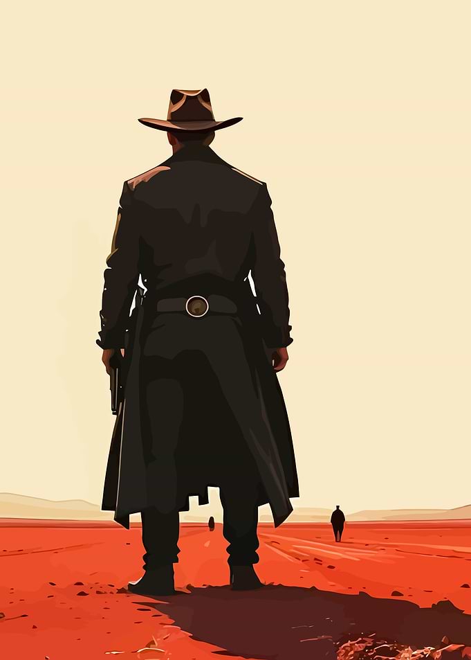 Lone Cowboy in the Desert