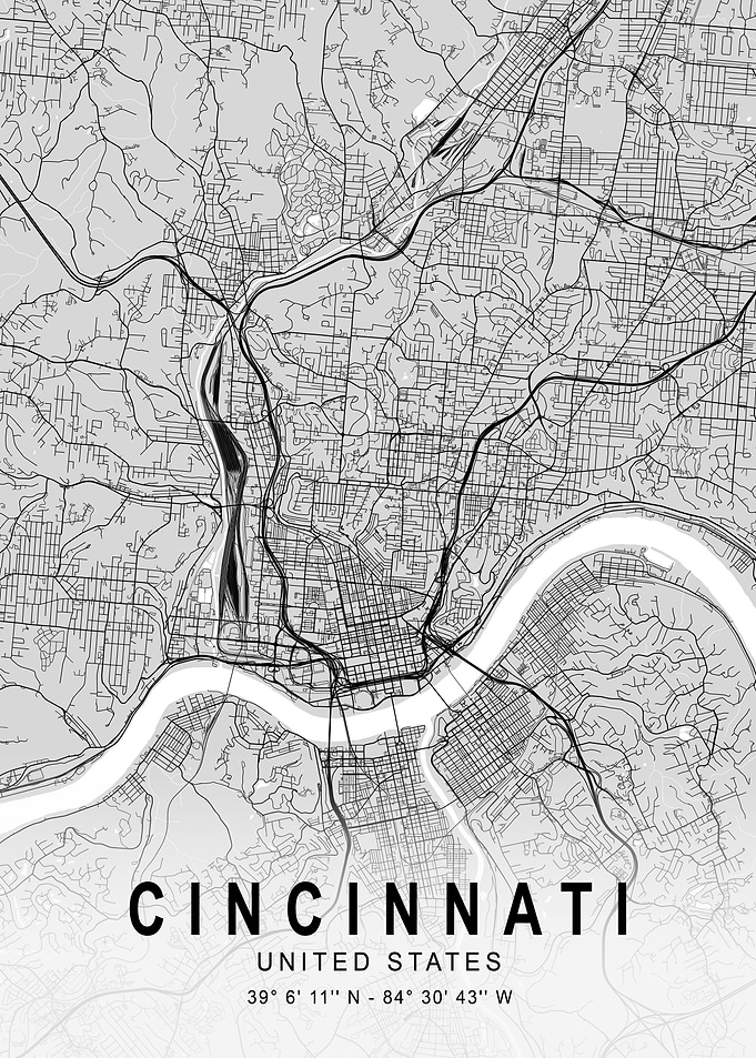 Cincinnati Light City Map