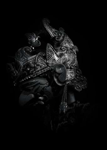 Wayang Golek Mask in Black and White