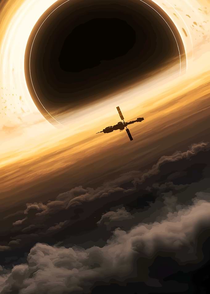 Black Hole and Spaceship Illustration