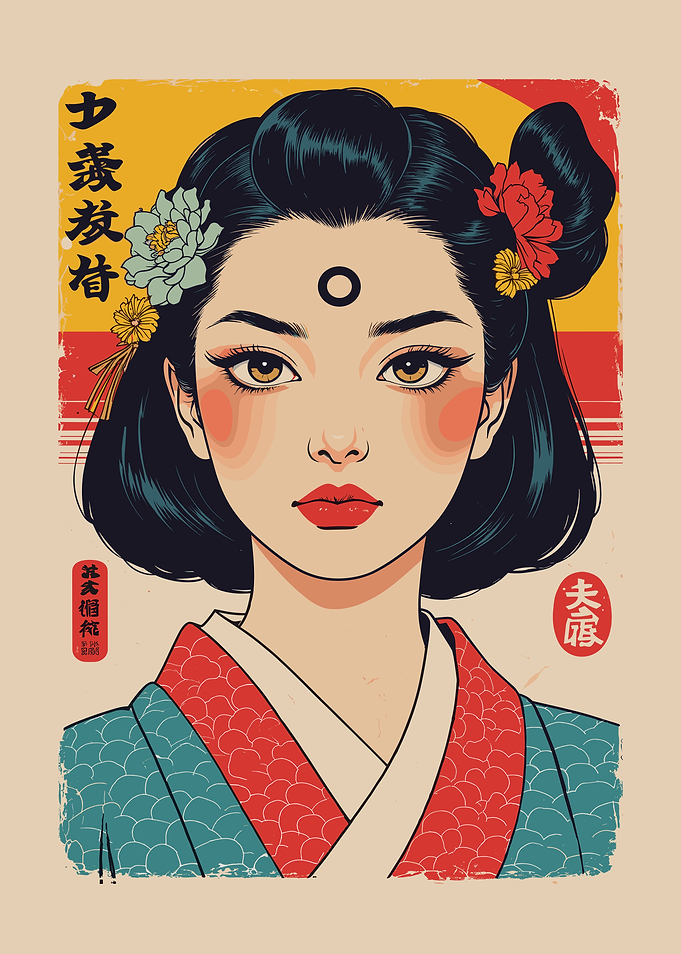 Asian Woman Portrait with Floral Hair
