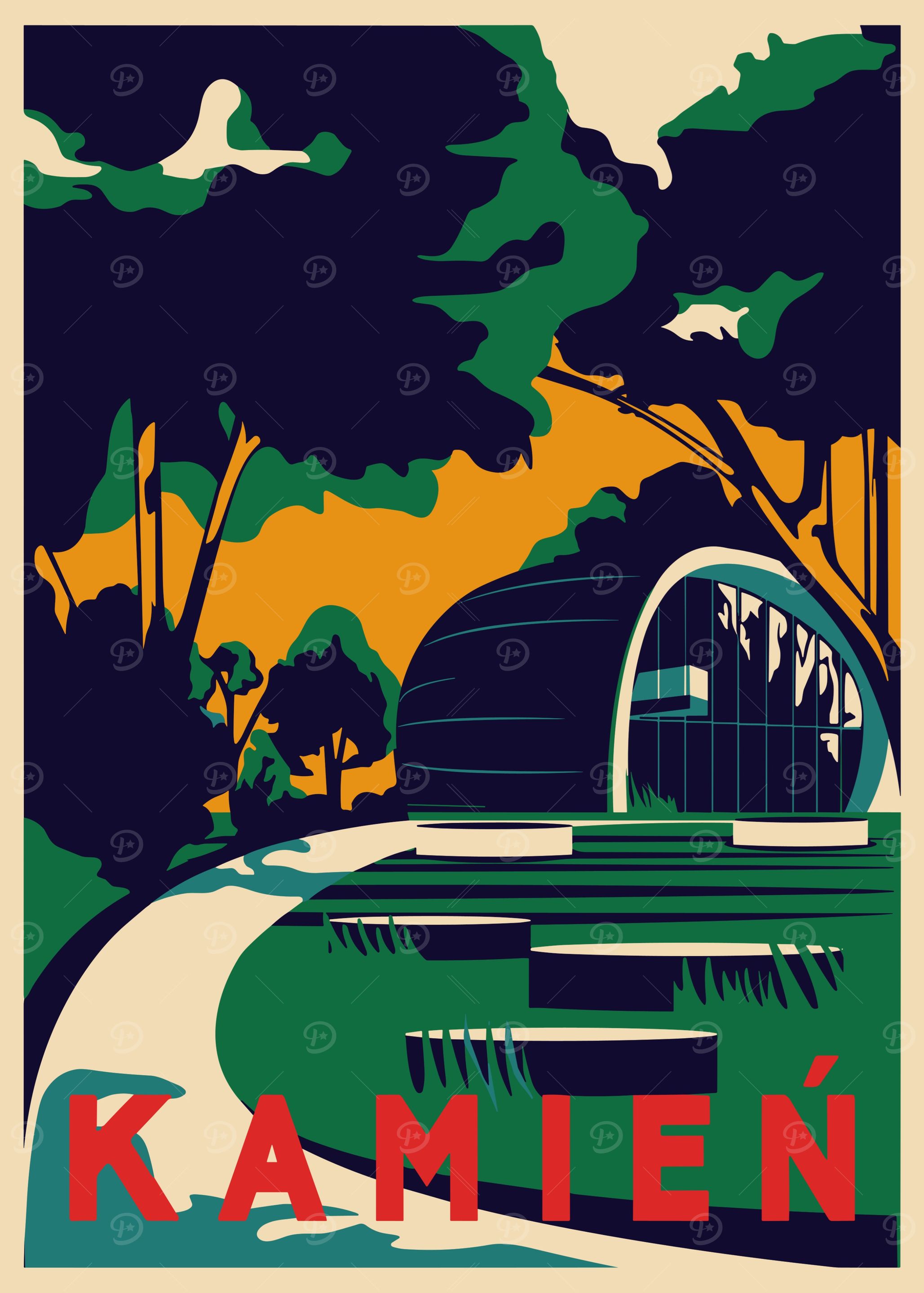 Kamien Poland Travel Poster