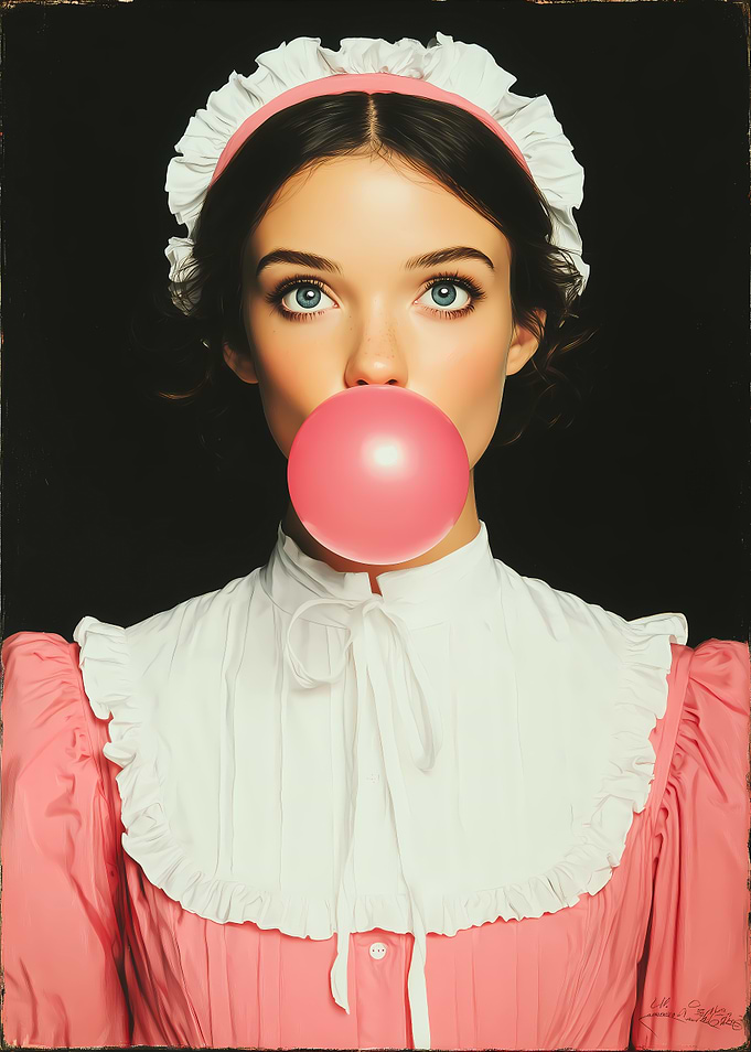 Vintage Pop - Maid blowing bubblegum