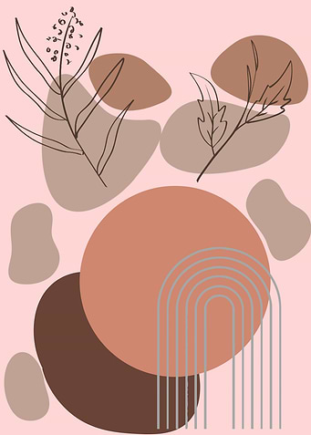 Abstract Floral Art with Geometric Shapes