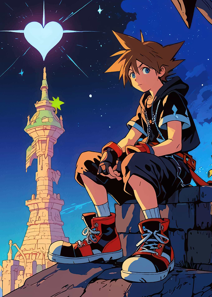 Kingdom Hearts Sora Sitting on Wall
