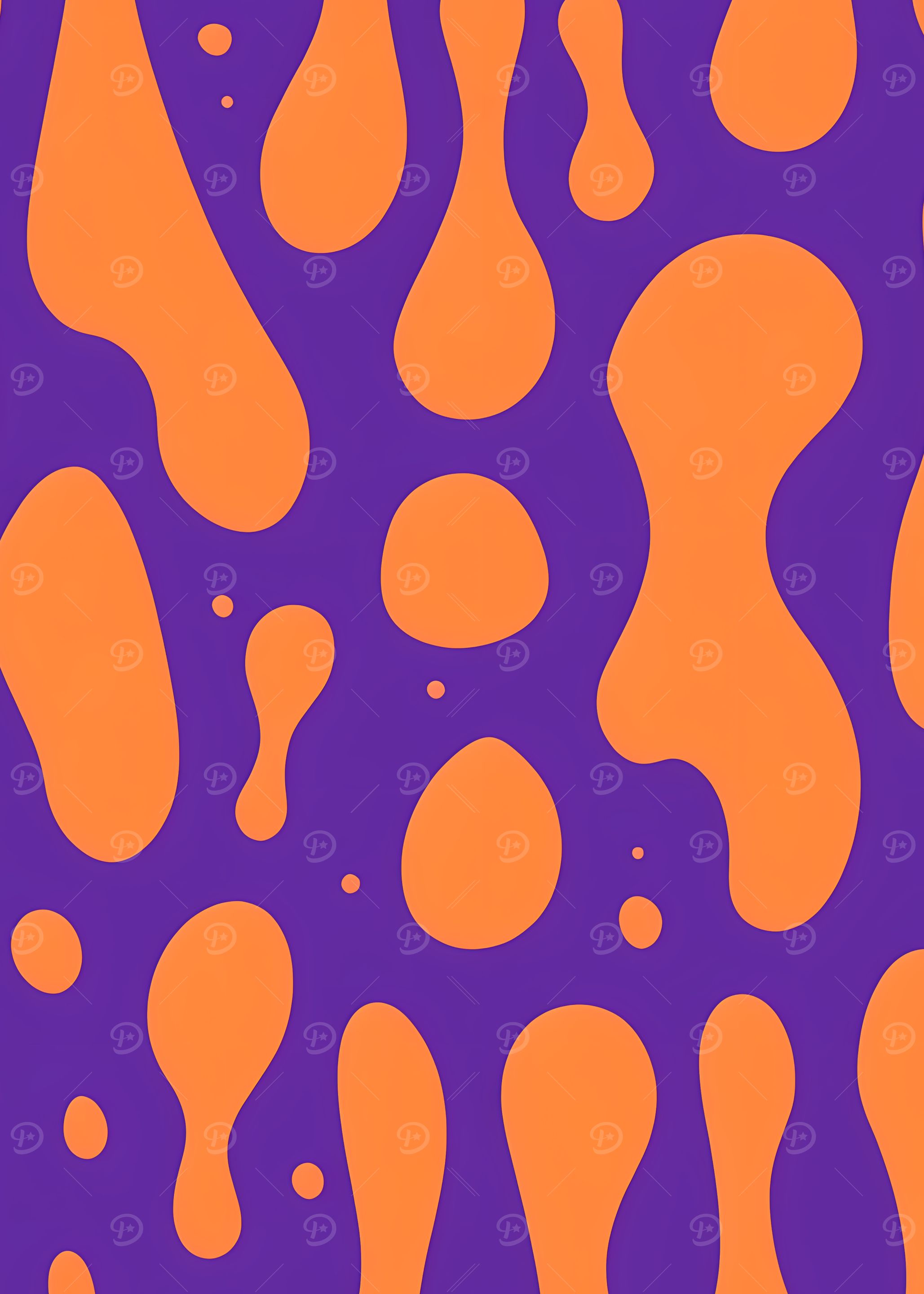 Abstract Orange Shapes on Purple Background