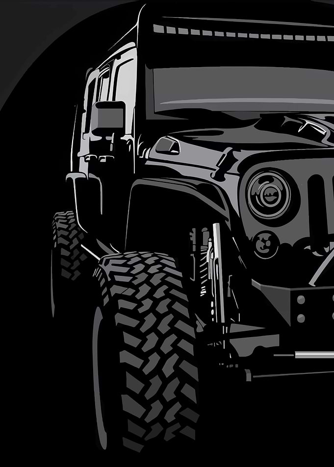 Black and Gray Off-Road Vehicle Illustration