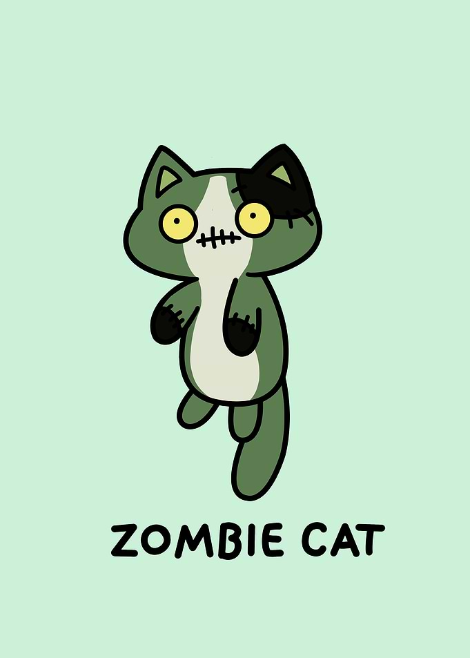 Cartoon Zombie Cat Illustration