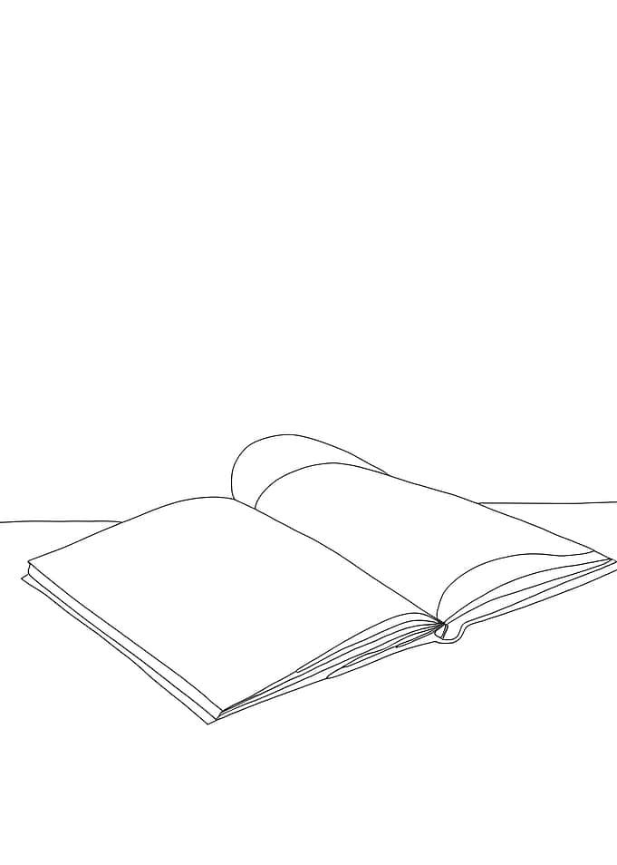 Open Book Minimalist Line Art