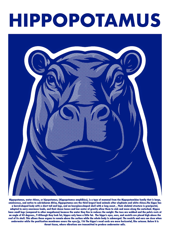 Blue Hippopotamus Illustration