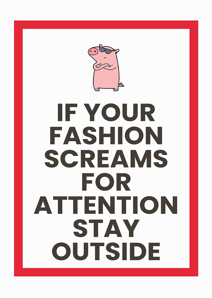 Fashion Attention Pig Cartoon Sign