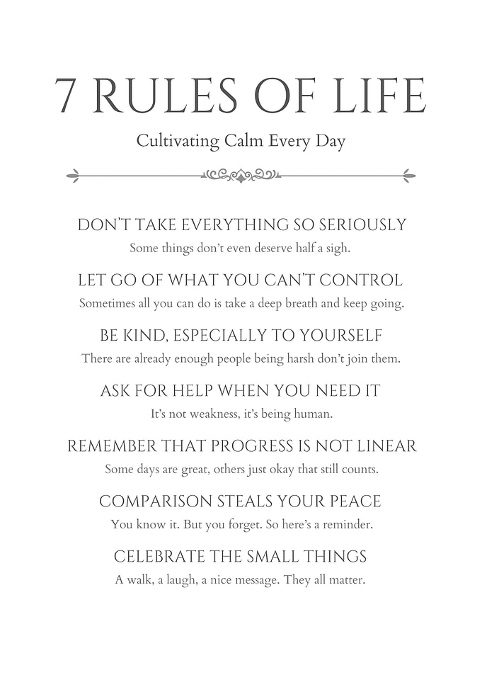 7 Rules of Life Typography Art