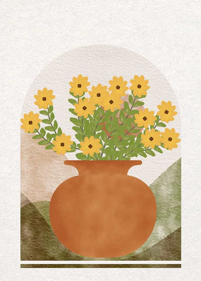Floral Vase Still Life Illustration