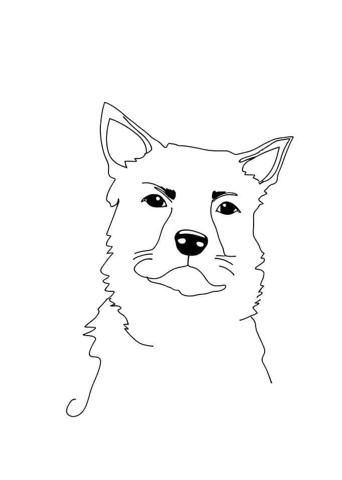 Minimalist Cute Dog Line Art
