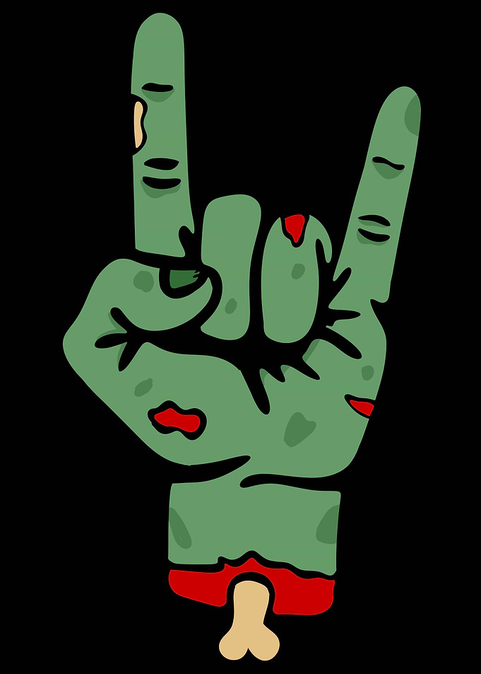 Zombie Hand Rock On Sign