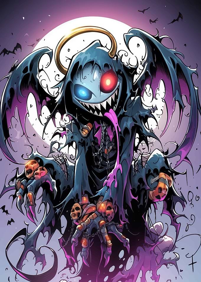 Cartoon Grim Reaper with Halo