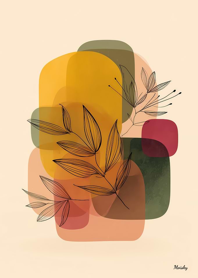Elegant Botanical Shapes – Minimalist Line Drawing