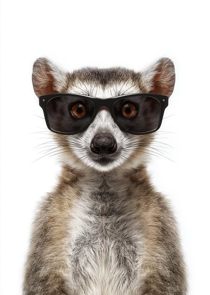 Cool Ringtail Lemur with Sunglasses Portrait
